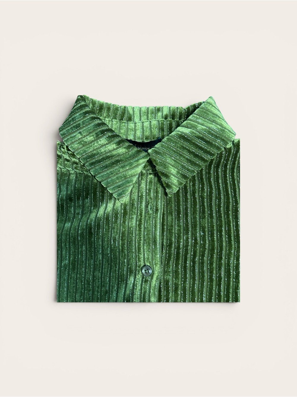 House of Harlow 1960 Emerald Green Ribbed Button-Down Shirt - Picture 2 of 3